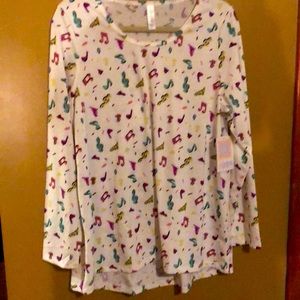 New XL LuLaRoe Lynnae Music Theme Shirt